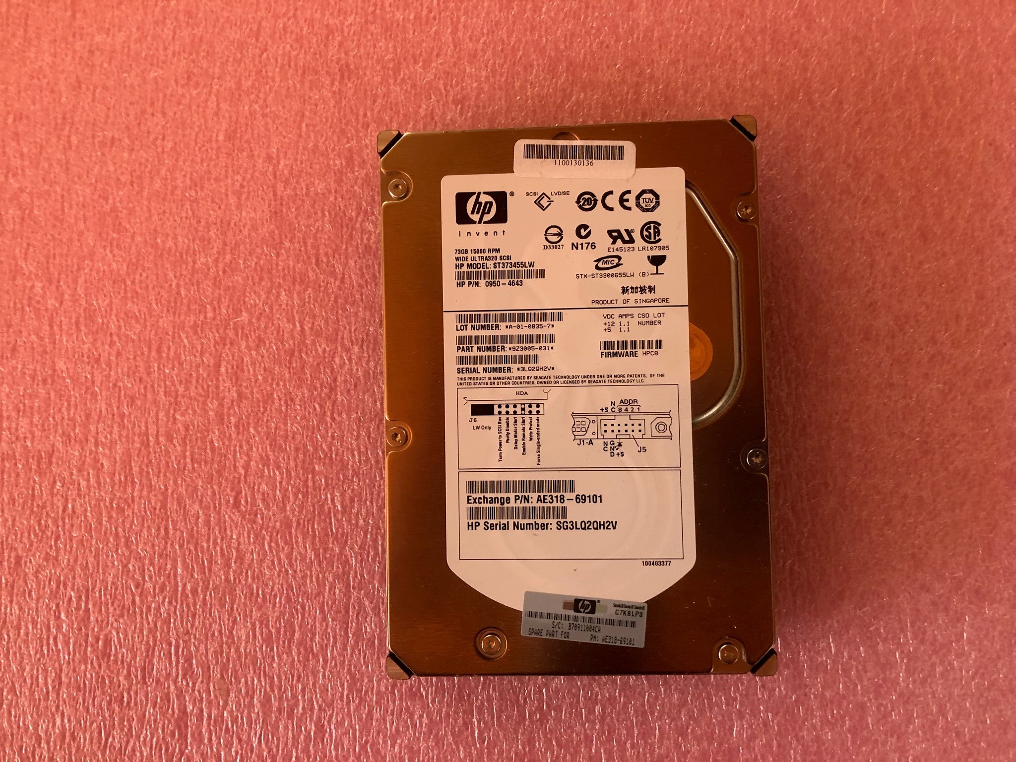 HP 0950-4643 73GB 68 pin Harddrive